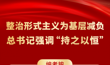 整治形式主义为基层减负 总书记强调“持之以恒”